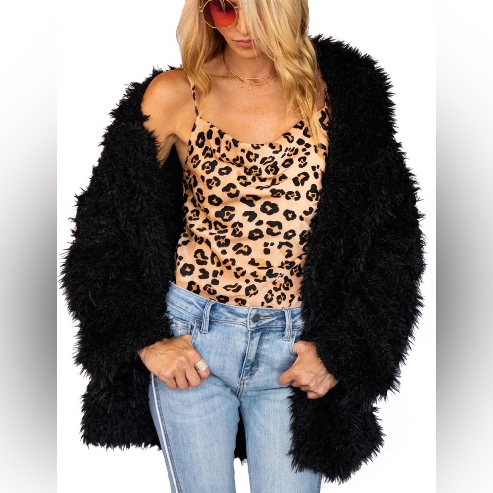 Faux fur hooded jacket - never worn